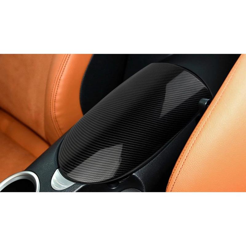 Carbon Fiber Style Interior Center Console Armrest Cover Trim ABS Plastic Fit For Nissan 370Z 2009 2010 2011 2012 2013 2014-