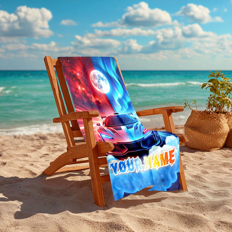 1PC Custom Name "Galactic Dreams" Beach Towel Highly Absorbent And Sand-Resistant Towel for Swimming, Pool, Yoga, And Travel Lightweight