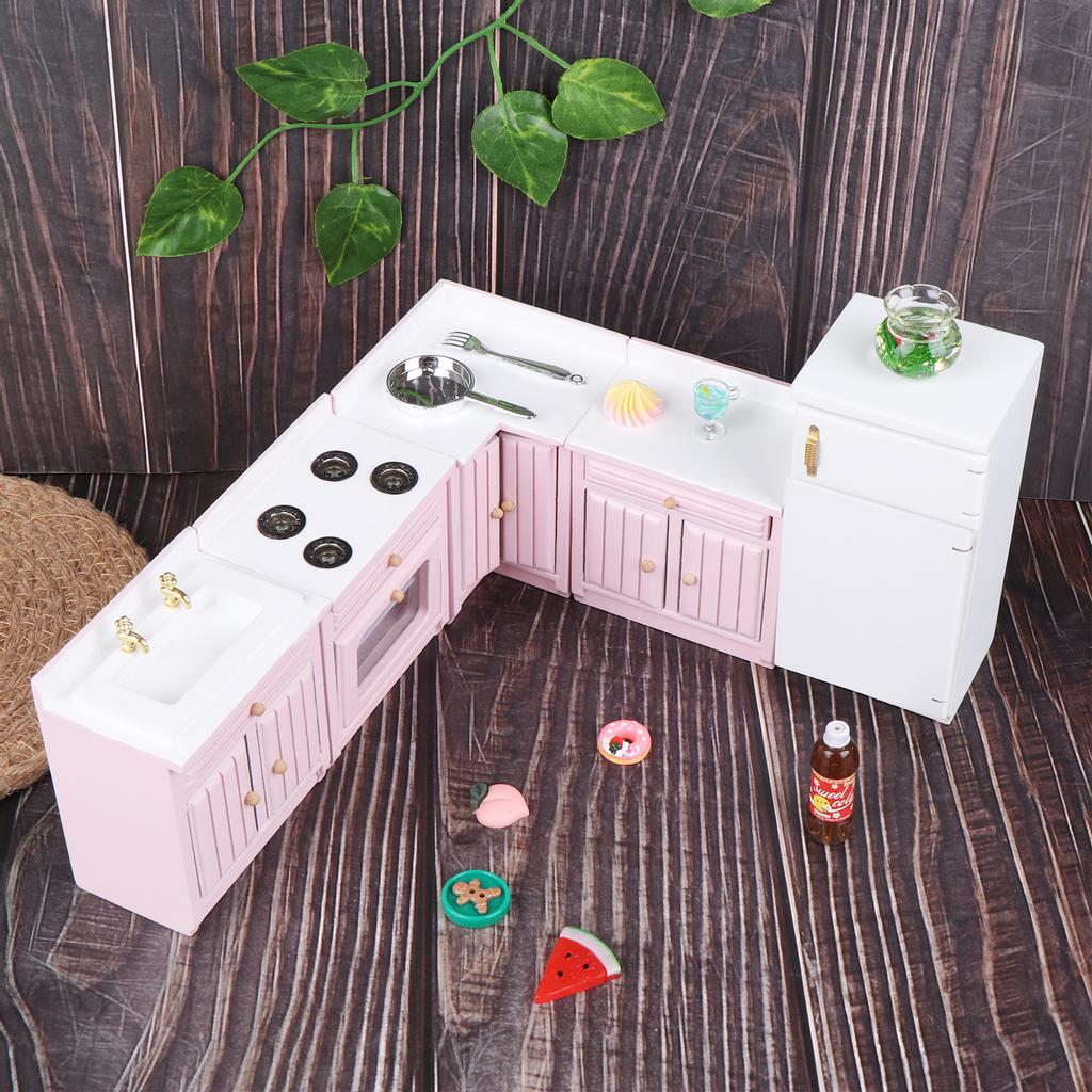 Dollhouse Kitchen Furniture Kit 1:12 Dollhouse Furniture Wooden Kitchen Cabinet