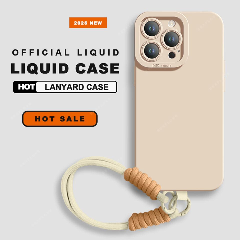 Lanyard Phone Case For For Iphone 16E 16 14 1 Plus 12 13 Mini 11 16 Pro X XR XS Max SE Liquid Silicone Strap Protector Soft Cover