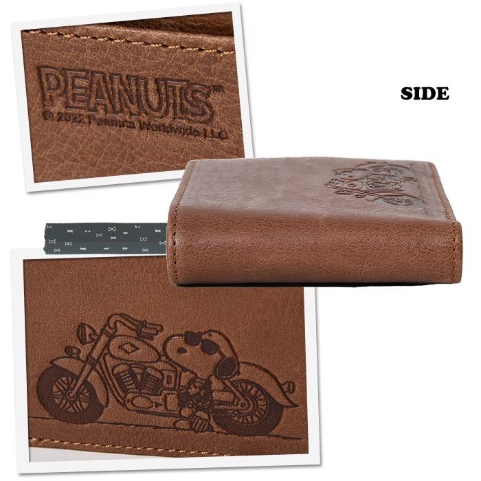 73322 Snoopy Short Wallet Short Wallet Mini Wallet Bifold Character Embossed Camel [Peanuts] Women's