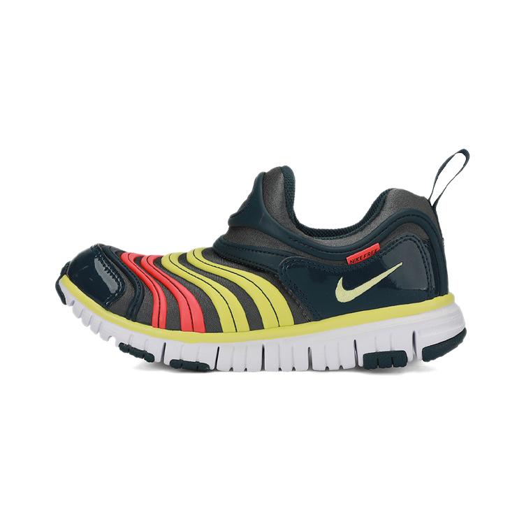 Nike Dynamo Free Multicolor Slip Resistant Cushioning Low top Kids Lifestyle Shoes Black Red Yellow 343738-024