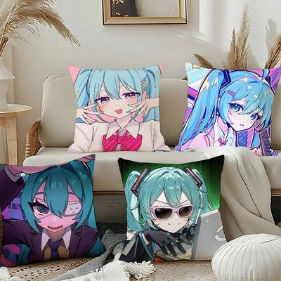 Кавайная наволочка для подушки Singer Miku-S, мягкая и милая наволочка для диванной подушки для автомобиля, полиэстер на молнии
