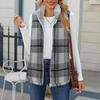 Women's Checked Print Fashionable And Warm Fleece Cardigan Vest Jacket