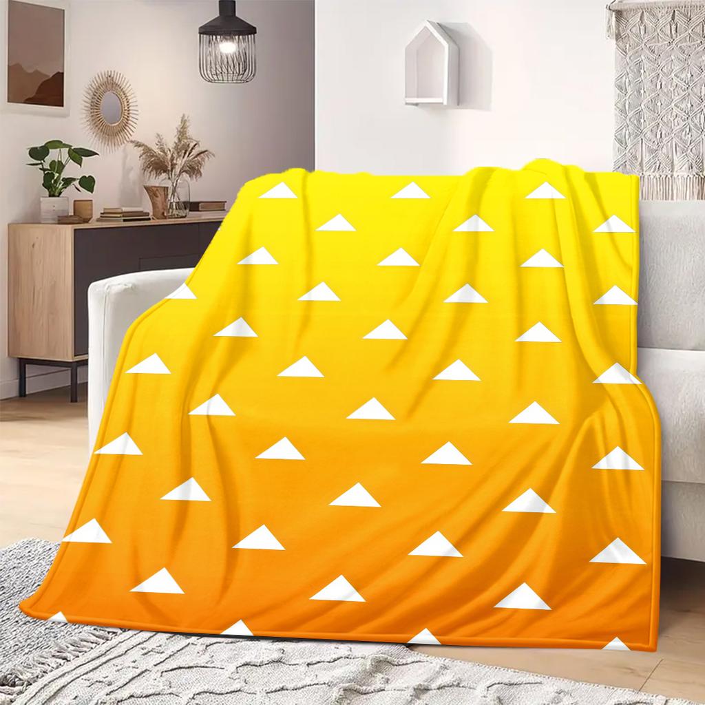 Demon Slayer Art Flannel Blanket Eye-catching Print For Home Sofa Bed Chair Travel Picnic -HE32