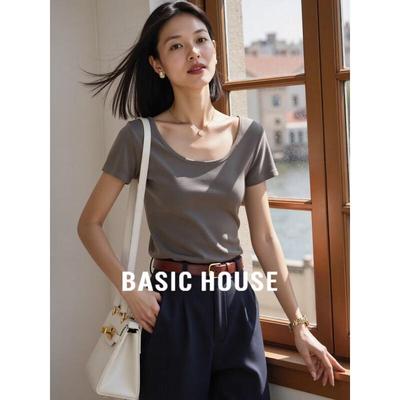 Базовая женская футболка Basic House с коротким рукавом и круглым вырезом