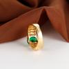 Vintage Palace Style Hollow Out Green Stone Finger Rings For Lady Luxury Gold Color Wedding Rings Jewelry Gifts