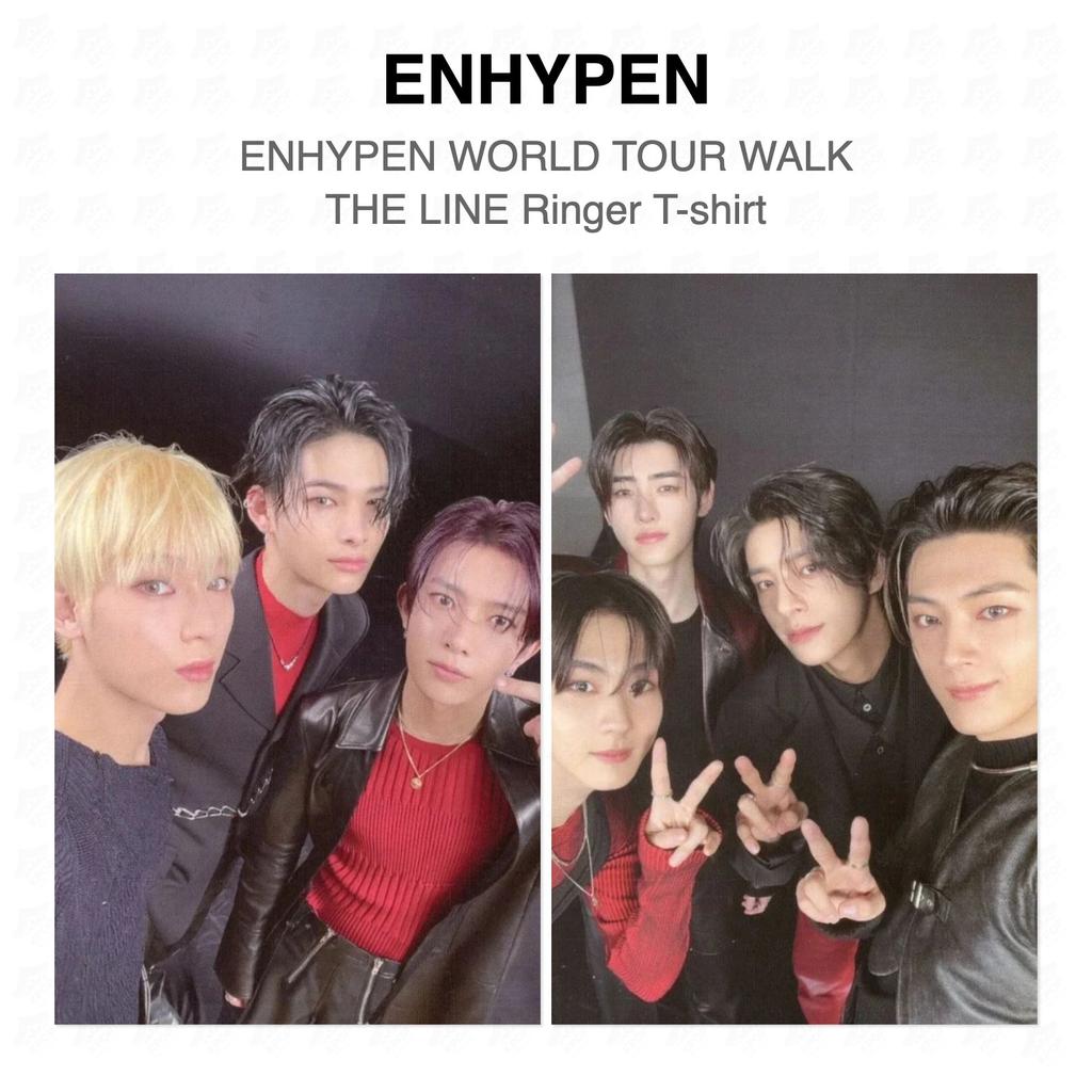ENHYPEN Футболка с принтом WORLD TOUR WALK THE LINE Официальная фотокарточка