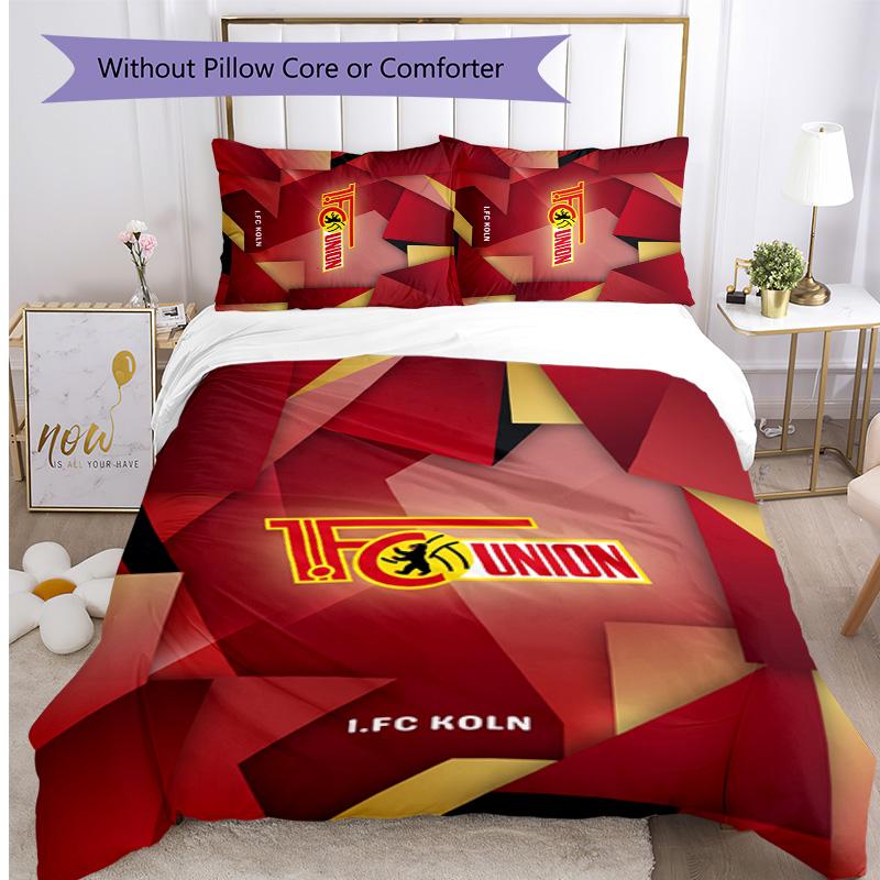 Union Berlin FC Printed 3PCS Bedding Set Breathable Duvet Cover with Pillowcases Decorative Bed Linen for Bedroom Home