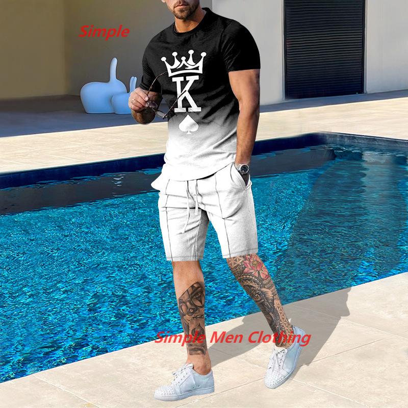 Summer Streetwear Men Tracksuit Set T-Shirt Shorts Set Casual Suit Fashion Outfit Male Oversized Streetwear Mens Clothing