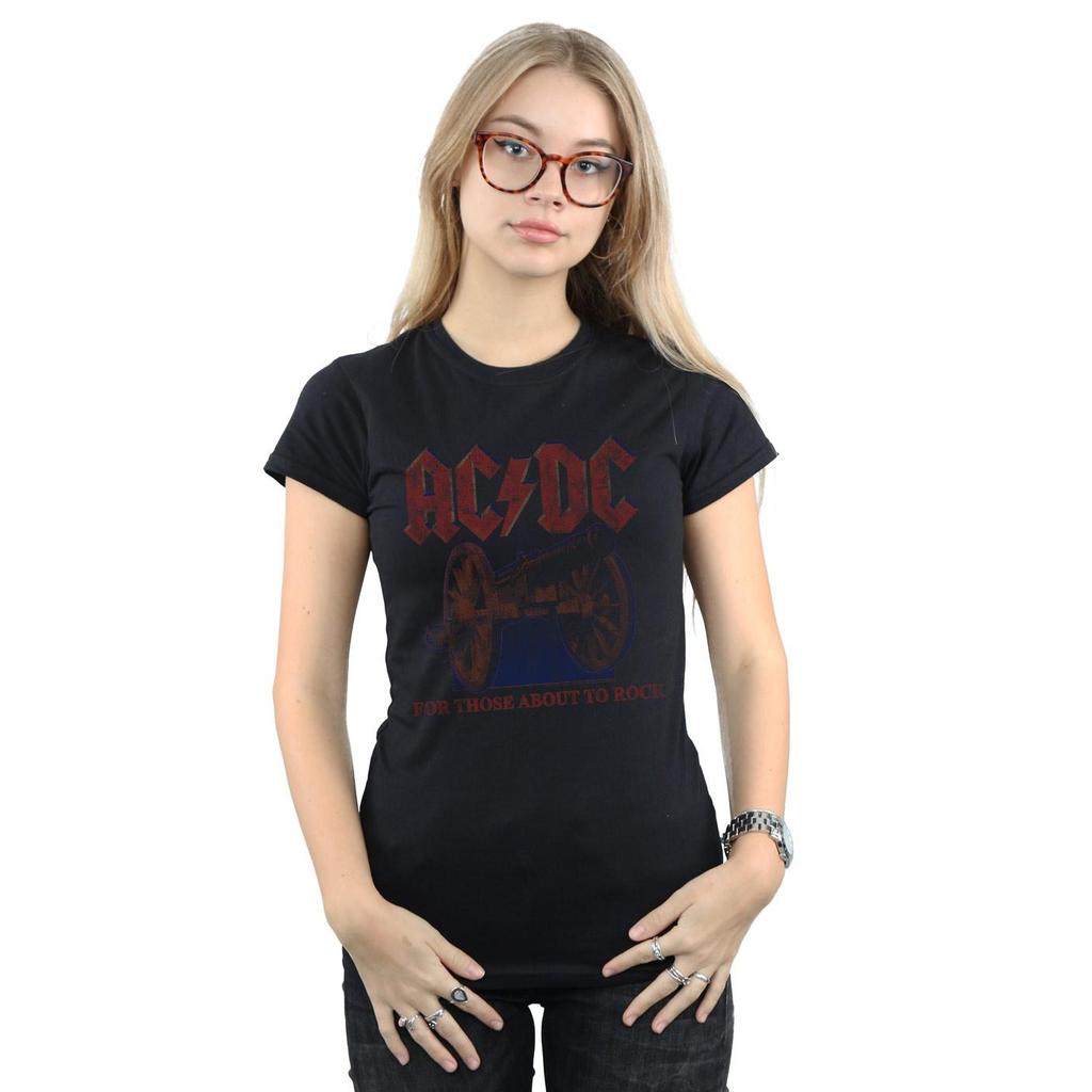AC/DC Womens/Ladies For Those About To Rock Canon Cotton T-Shirt