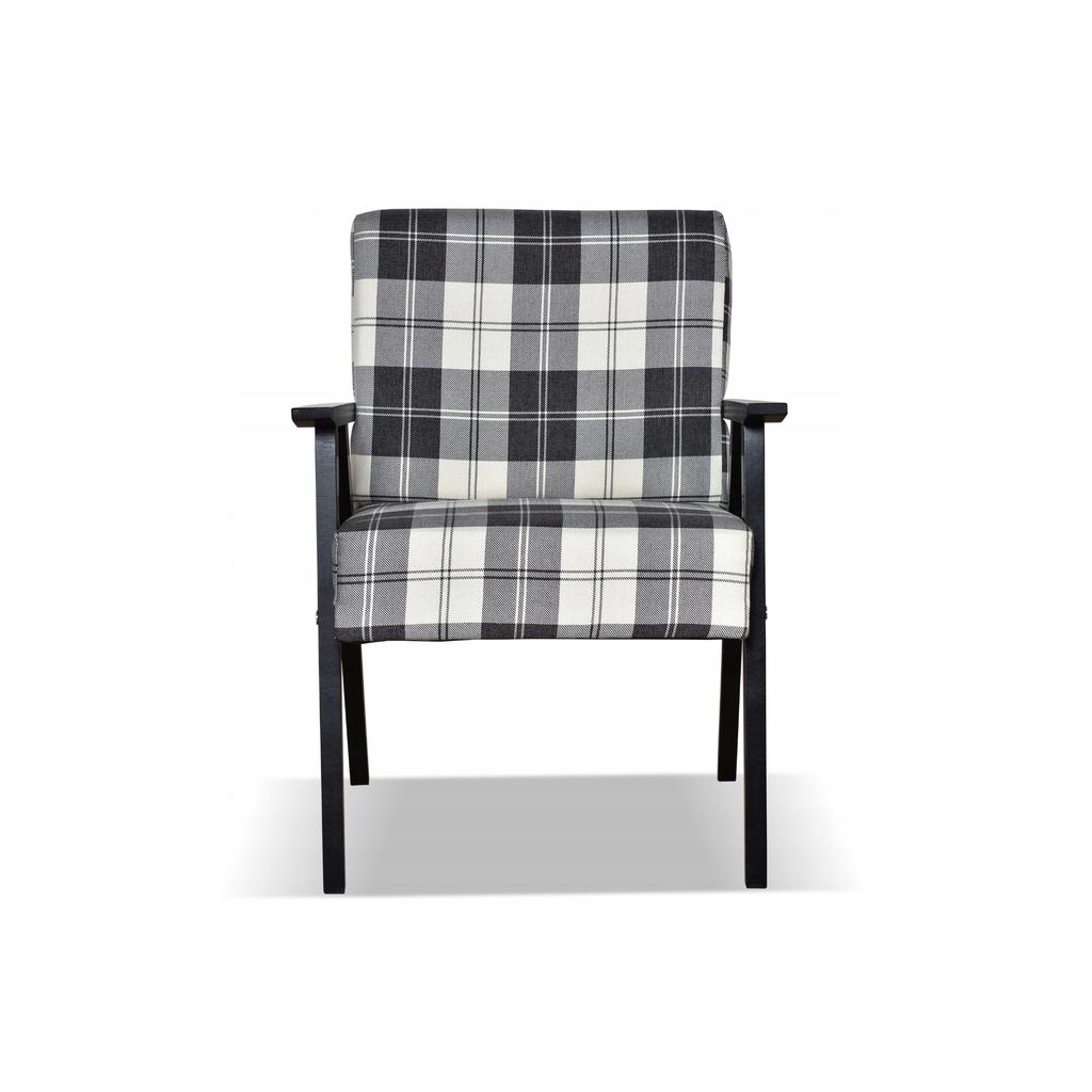 Fotel PRL zestaw retro vintage SOLER Family Meble krata granatowo - biała