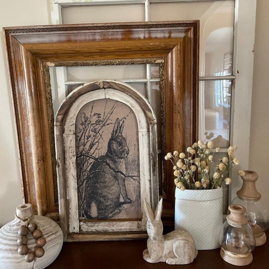 Rustic Wooden Vintage Wall Rabbit Decor | Farmhouse Bunny Art Decorations for Living Room, Home Office, and Nursery | Easter Bunny Posters, 2D