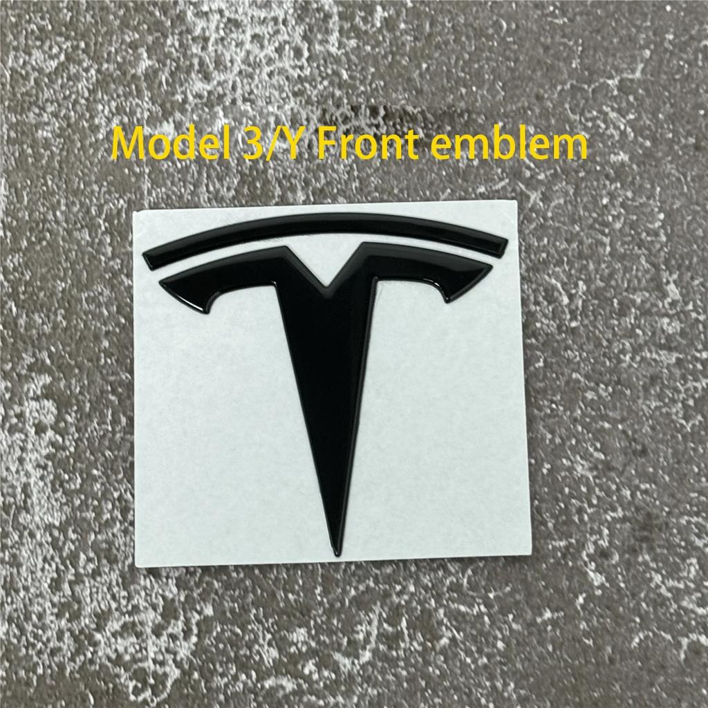 EPYFH1 Front Bumper or Rear Trunk Logo for Tesla Replacement Kit Model 3/Y - Metal Blackened Logo Emblem Car Exterior Decoration Parts