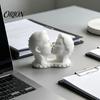 Художественная Коллекция для Рабочего Стола, 3D-Печать, Скульптура Головы Целующейся Пары, Белая Современная Арт-Статуэтка, Романтичная для Гостиной, Спальни, Минималистичная Полка на Стол