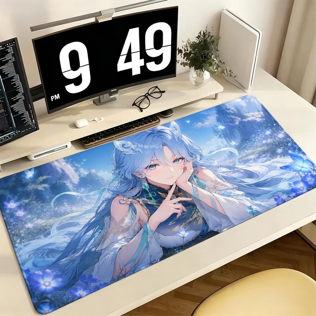 Wuthering Waves Qingxiao Pro ESports Gaming Mousepad Extra Large NonSlip Stitched Edge Keyboard Laptop Desk Mat For Pc Gamer