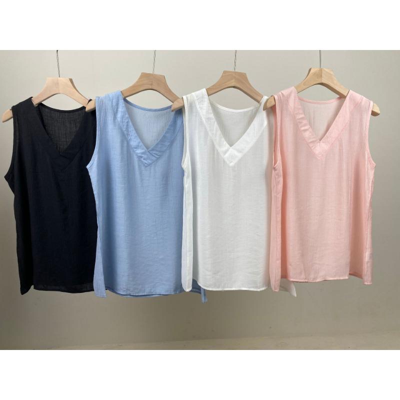 Летний женский жилет-топ без рукавов с V-образным вырезом