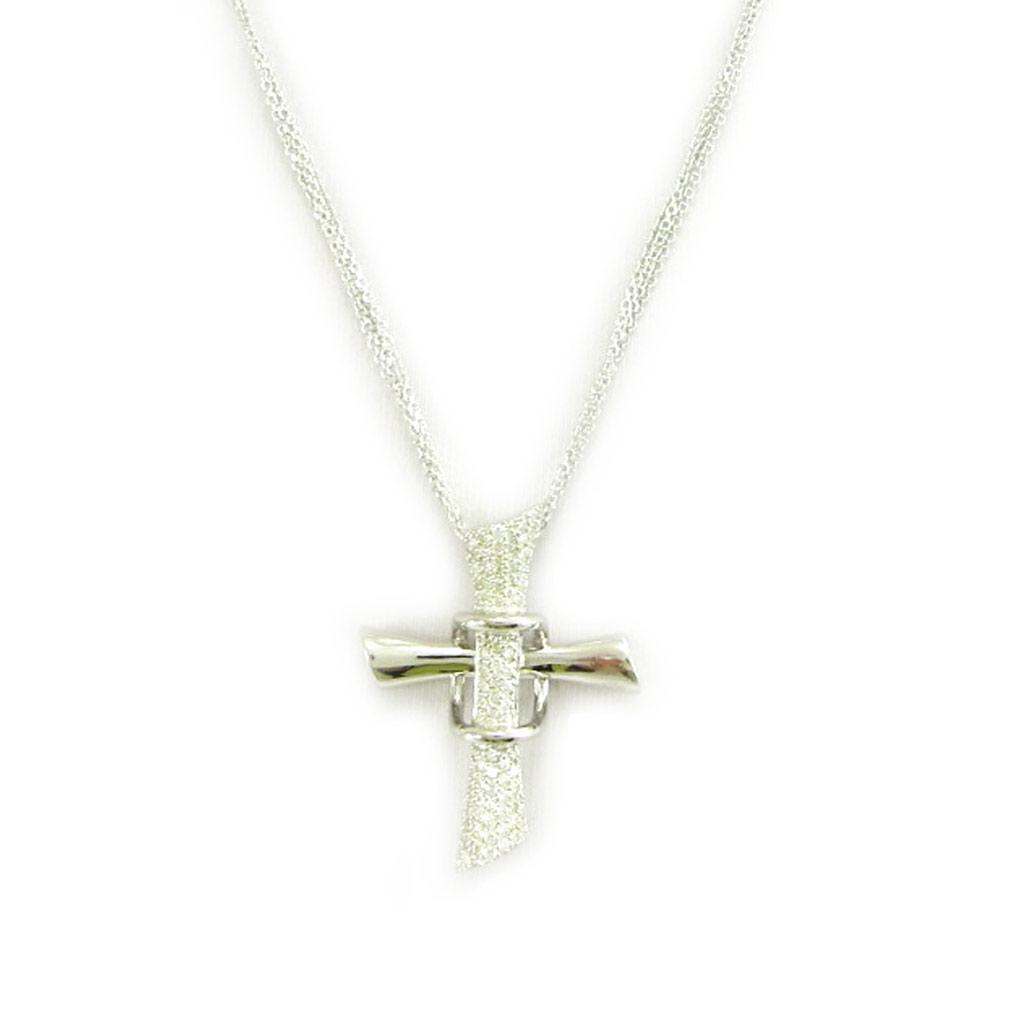 Altesse [L5400] — Белое серебряное ожерелье «Возвышенный крест»