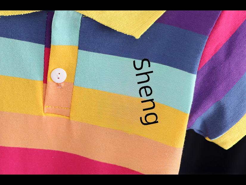 Стильное летнее платье для девочек ясельного возраста (1-3 года) - Юбка в складку, с короткими рукавами и полосатым лацканом