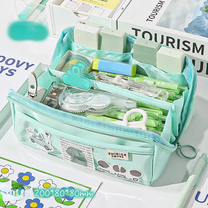 1 шт., простой 10-слойный пенал, модная однотонная сумка-карандаш, большая вместительная сумка для хранения канцелярских принадлежностей, обратно в школу, для школьников