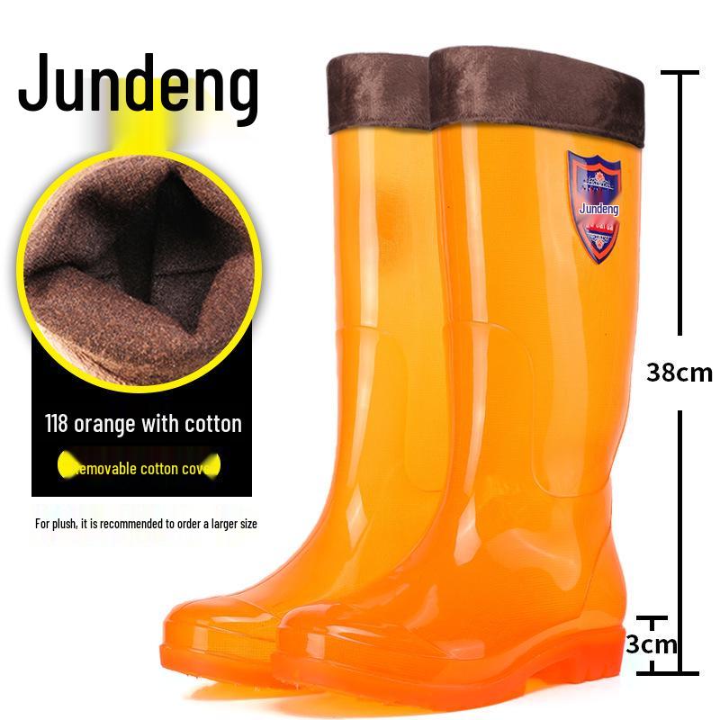 Мужские высокие резиновые дождевые ботинки песочного цвета, быстросохнущие - Водонепроницаемые, Нескользящие, Без сетки