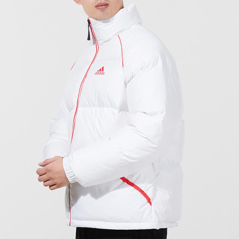Adidas Пуховик с контрастной полосой и воротником-стойкой, мужская верхняя одежда, белый H20751