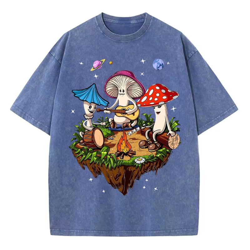 Футболка женская в стиле фильма «Сказка» с цветным принтом грибов, летняя, нейтральная, стираная, хлопковая, свободная, с коротким рукавом, милая