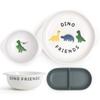Doho Dino Friends 4-piece Baby Tableware Set, Plate + Sharing Plate + Handy Ball S + M, Mixed Colors, Popular Korean Parenting Items