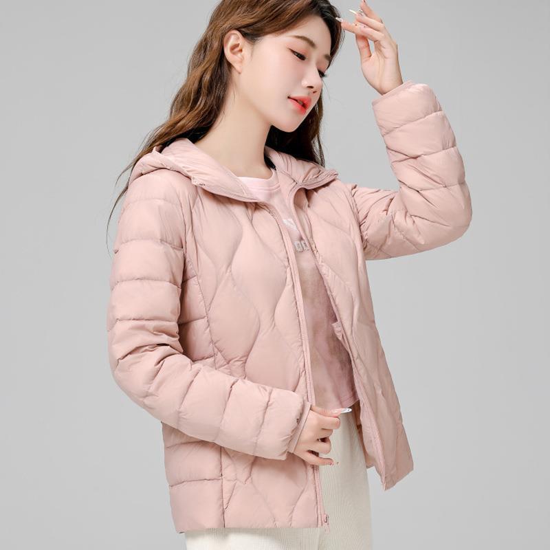 FASHION White Duck Down Premium Foreign Wave Pattern Short Down Jacket Slim Jacket 2025  New Hooded Trendy Clothes