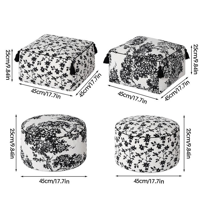 1PC Unstuffed Ottoman Futon Seat Cover Printing Country Pastoral Style Cushion Cover Luxury Cotton Footstool Lazy Futon Case