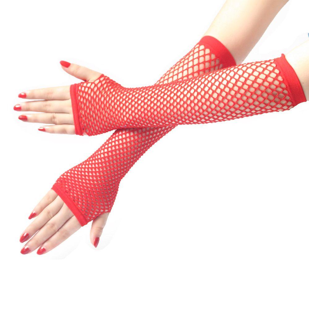 Women Holes Costume Mittens Fishnet Gloves Hollow Out Fingerless