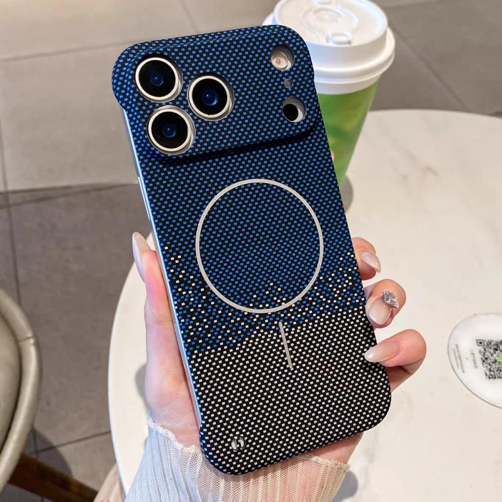 Тонкий безрамочный охлаждающий чехол из кевлара и углеродного волокна для iPhone 17 Air 16 15 14 Plus 13 12 Pro Max 11 Для Magsafe Магнитная ПК-крышка