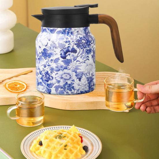Винтажный цветочный изолированный чайник 1000 мл Мини-кофейник Офисный термос для чая Встроенный заварочный чайник для воды Кувшин для напитков Термос для кофе