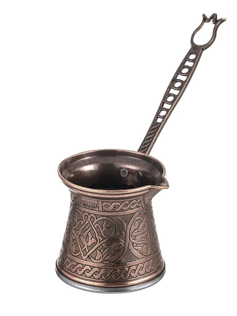 Медный кофейник в турецком стиле на 6 человек, декоративный дизайн кофейника, индукционная плита, совместимая с кофеваркой