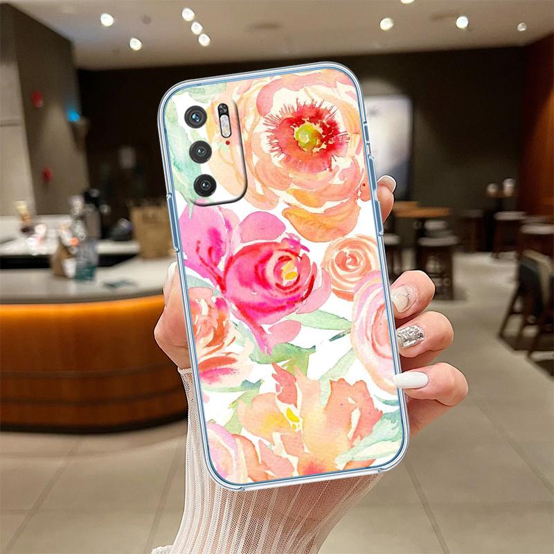 NH24 Flowers rose Pink Transparent Phone Case for Samsung Galaxy A04 A04S A14 A23 A34 A54 M23 M33 M52 M53