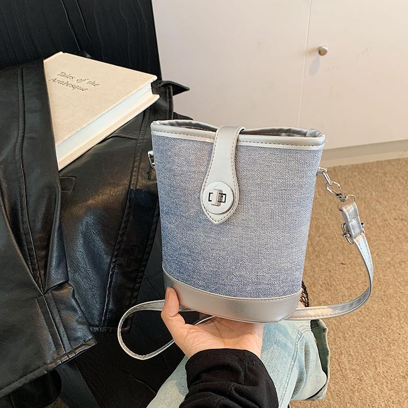 Fashionable Korean Style Casual Bucket Bag For Women In Elegant Black Silver Brown Colors