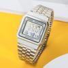 Casio Серия для молодежи Винтажные Стандартные Классические Маленькие Серебристый Блок Квадратные Ретро Водонепроницаемые Кварцевые Механизм Стальной Ремешок Унисекс часы A500WA-7