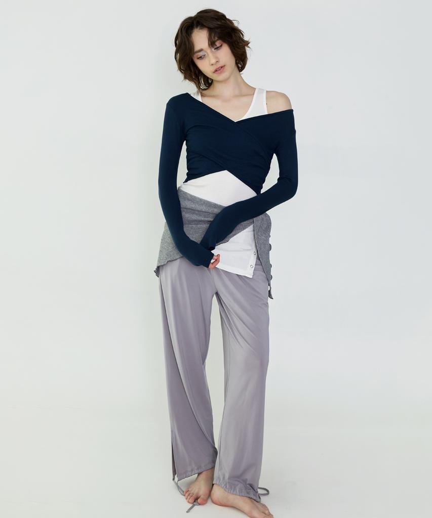 Debiweeo Укороченный топ с запахом Curve Devi-T0041-Navy