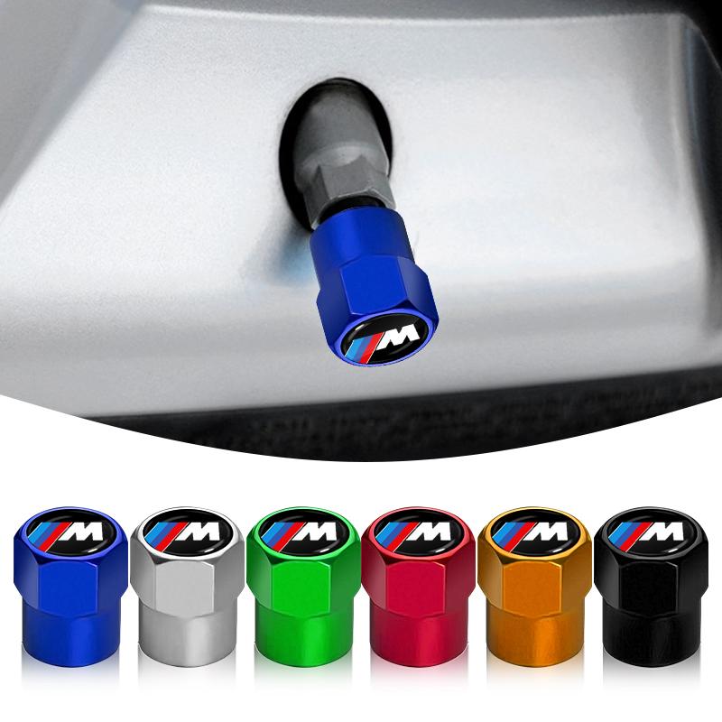 4Pcs/Set Car Tire Valve Caps Premium Metal Rubber Seal Accessories For BMW-M M8 M7 M6 M5 M4 M3 M2 M1F30 F10 F35 F15 F16 E39 E46 E36 E60 E90 X3 X5 X6