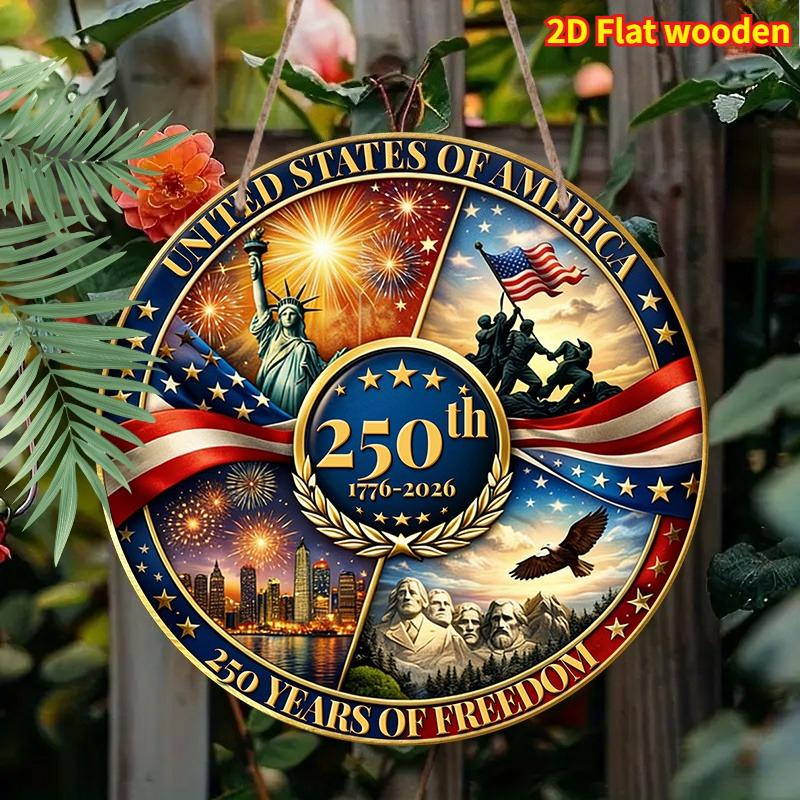 1 шт. День Независимости США 250-летие 4 июля Деревянная подвеска на дверь Памятный день Декоративный кулон
