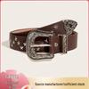In-Stock Women's Y2K Punk Star Rivet Leather Belt - Trendy American Retro Style