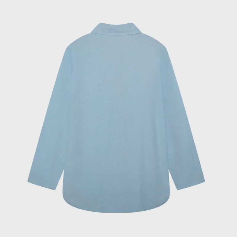 2023 Women's Casual Two-Piece Suit: Lapel Long-Sleeve Shirt & Wide-Leg Pants for Spring & Autumn