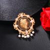 Beautiful Head Pearl Brooch Court Retro Relief Round Head Corsage Temperament Clothes Pin Accessories