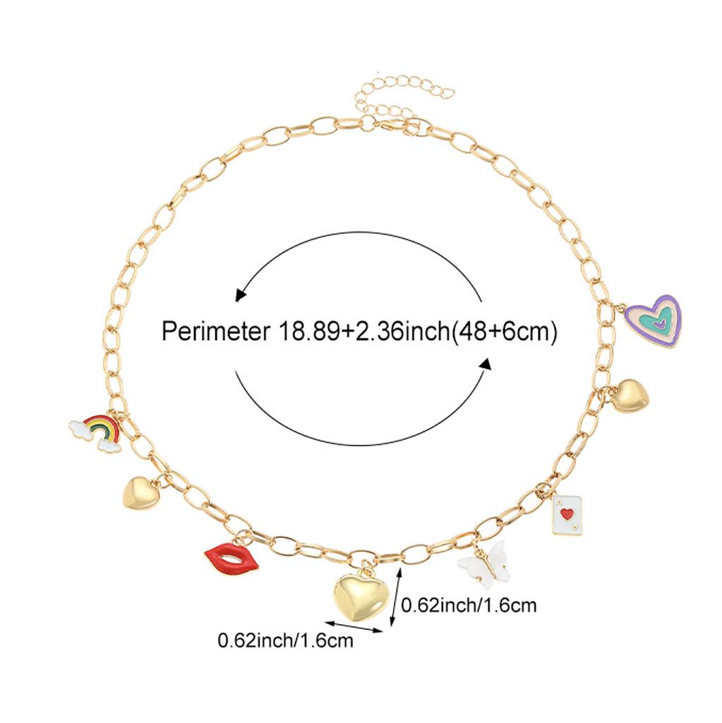 Дофамин красочные капли масла любовь бабочка красные губы персик девушка ключичная цепочка ожерелье кулон