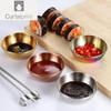 4pcs Golden Sauce Dish Appetizer Serving Tray Stainless Steel Sauce Dishes Spice Plates Kitchen Supplies Plates Spice Dish Plate