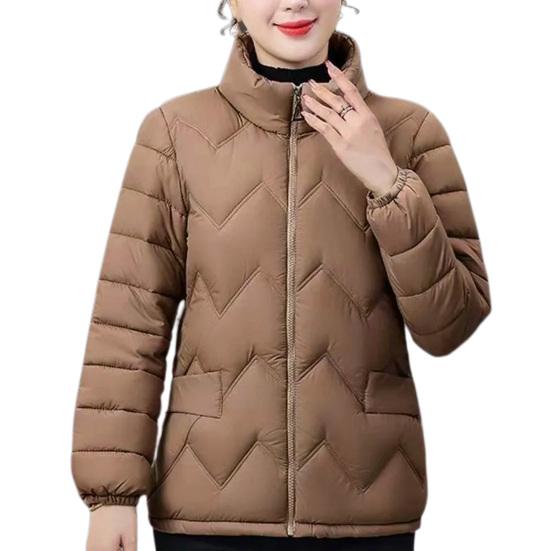 Пальто с хлопковой подкладкой, воротником-стойкой, длинными рукавами, застежкой-молнией, теплая зимняя куртка с карманами, однотонная утолщенная стеганая верхняя одежда