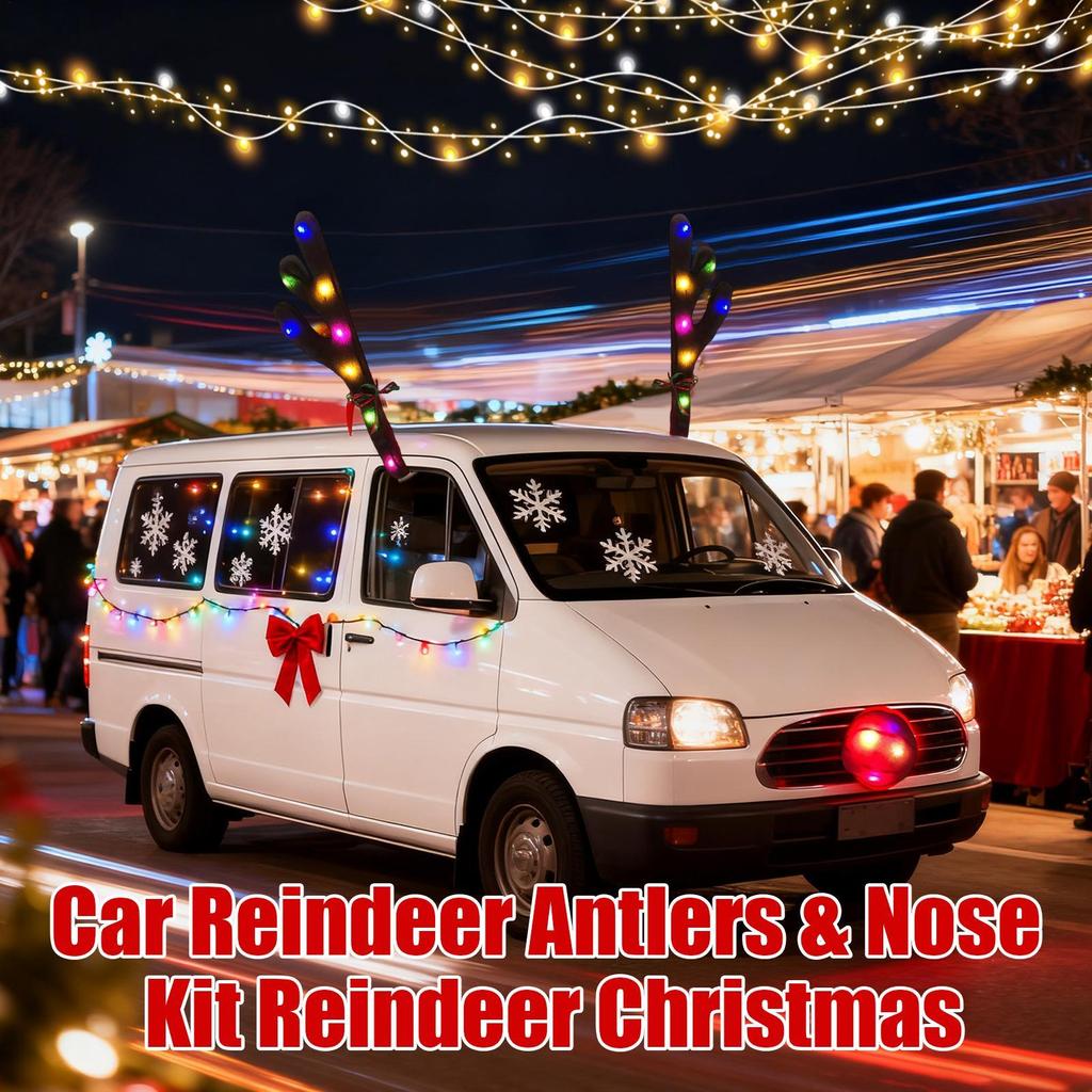 Рождественские рога для автомобиля со светодиодами, милые праздничные украшения с носом и бубенчиками, Рождественское украшение для автомобиля для путешествий, на каждый день, особенное