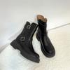 Ретро британский стиль платформа ботинки Мартин женские 2025 зима новые с пряжкой рыцарские ботинки средняя труба универсальные тонкие ботинки