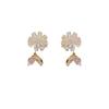 Exquisite super flash zircon flower leaf ear clips women's no ear piercings fashion personality versatile earrings light luxury versatile earrings