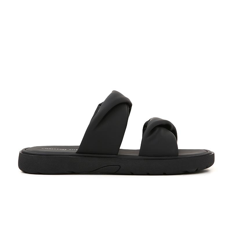 Su Yinyin has the same feeling of stepping on shit~ one foot kink and one word casual versatile thick-soled slippers women's sandals outside summer